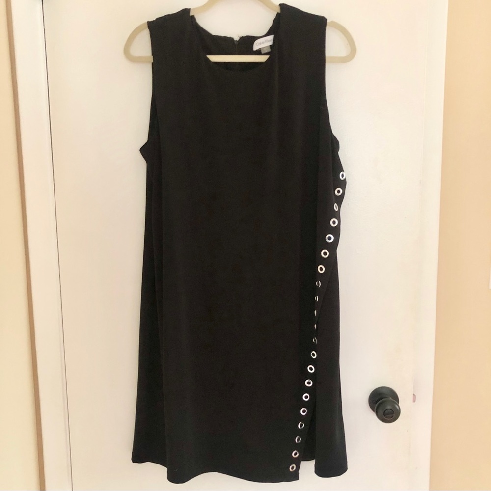 Calvin Klein Draped Sleeveless Black Dress